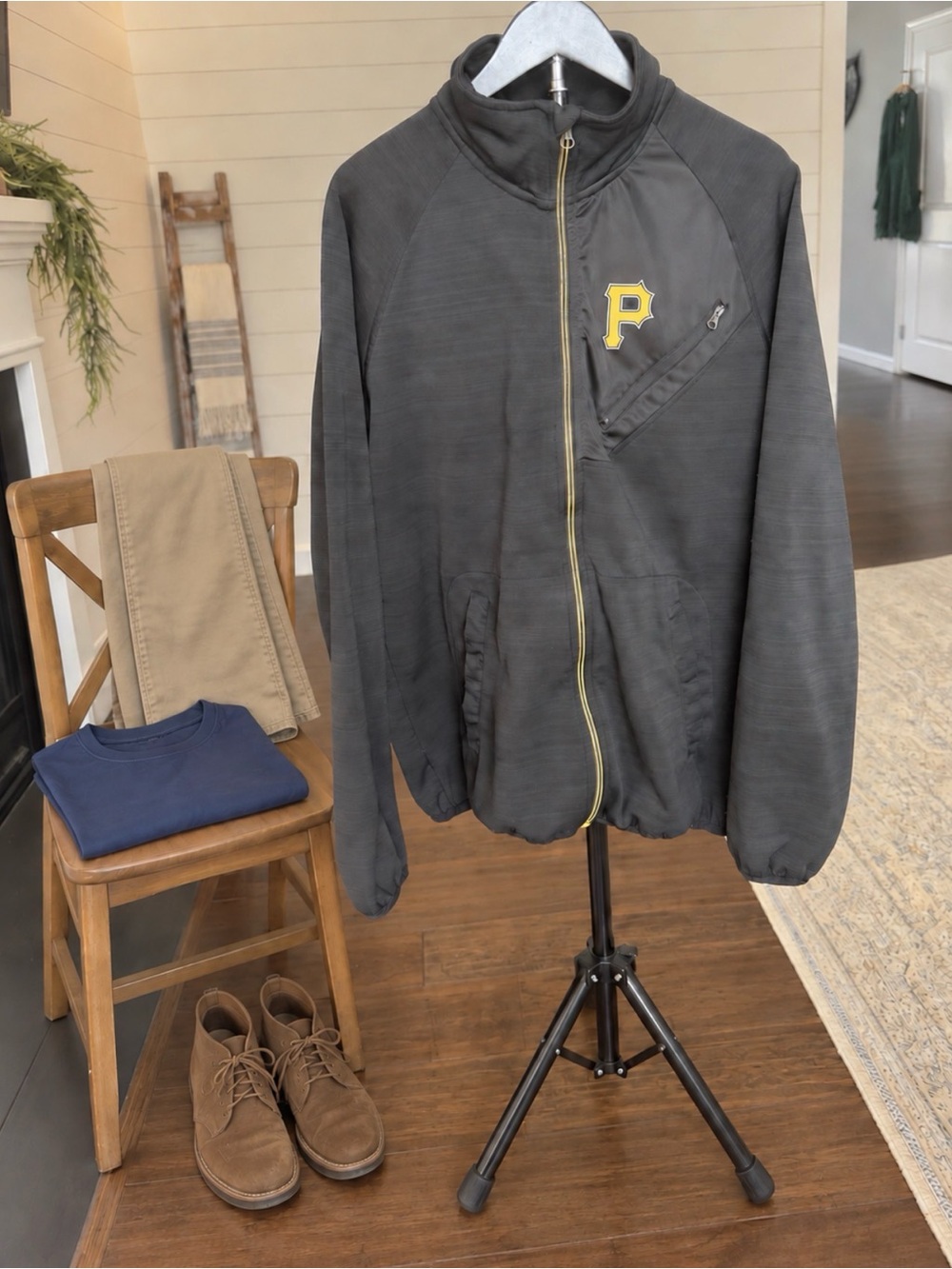 Genuine Merchandise Black Lightweight Zip Jacket with Yellow 'P' Patch